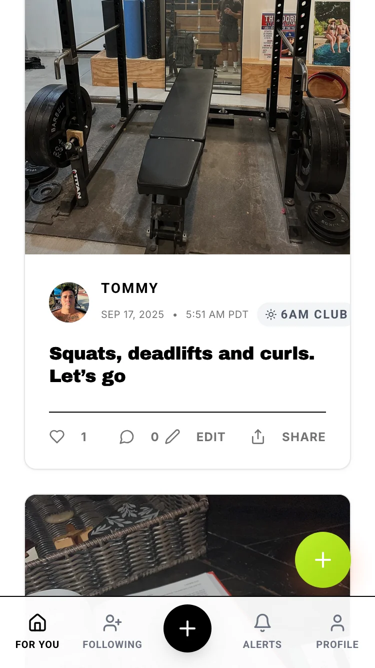Real 5am Club member Tommy sharing his morning workout